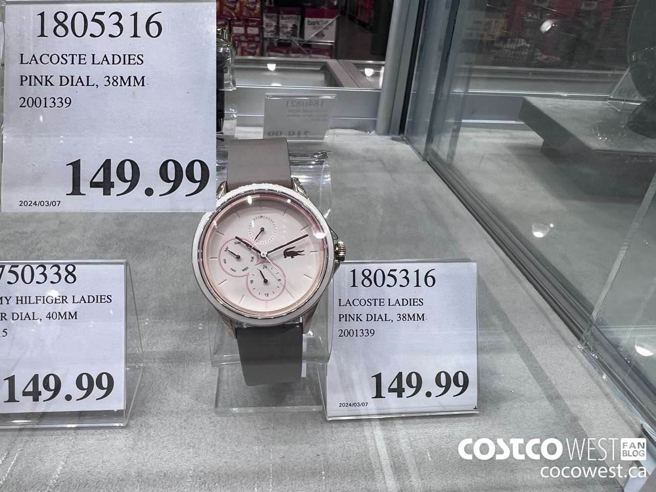 1805316 LACOSTE LADIES PINK DIAL, 38MM 2001339 $149.99