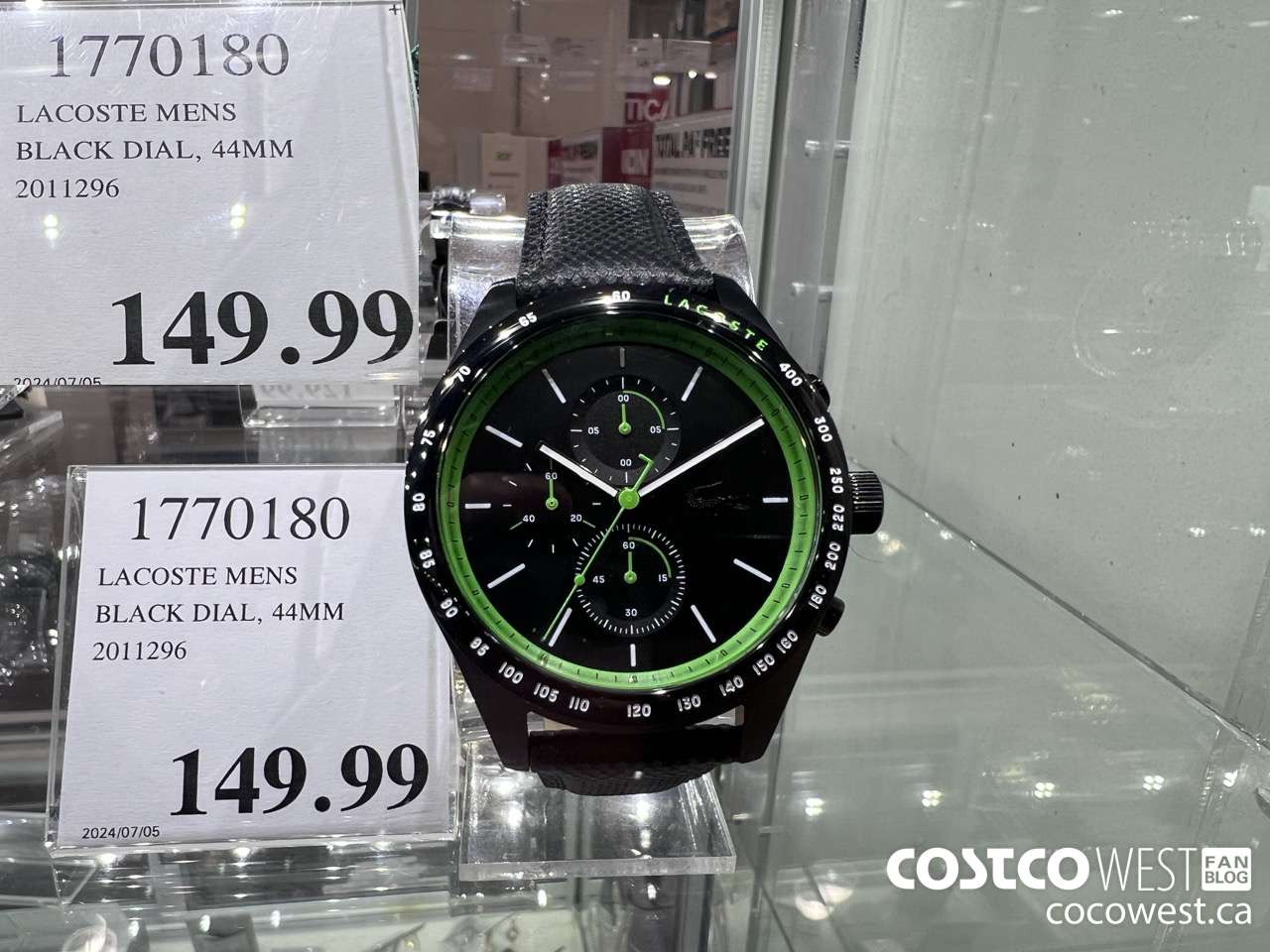 1770180 LACOSTE MENS BLACK DIAL, 44MM 2011296 $149.99