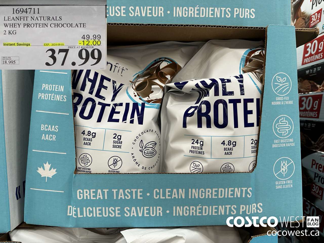 1694711 LEANFIT NATURALS WHEY PROTEIN CHOCOLATE 2 KG ($12.00 INSTANT SAVINGS EXPIRES ON 2024-09-01) $37.99