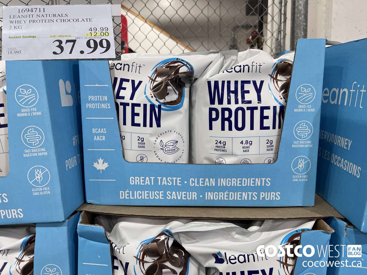 1694711 LEANFIT NATURALS WHEY PROTEIN CHOCOLATE 2 KG ($12.00 INSTANT SAVINGS EXPIRES ON 2024-09-01) $37.99