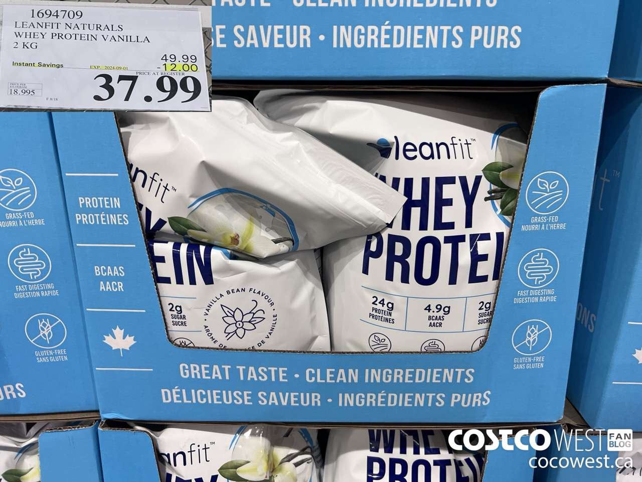 1694709 LEANFIT NATURALS WHEY PROTEIN VANILLA 2 KG ($12.00 INSTANT SAVINGS EXPIRES ON 2024-09-01) $37.99
