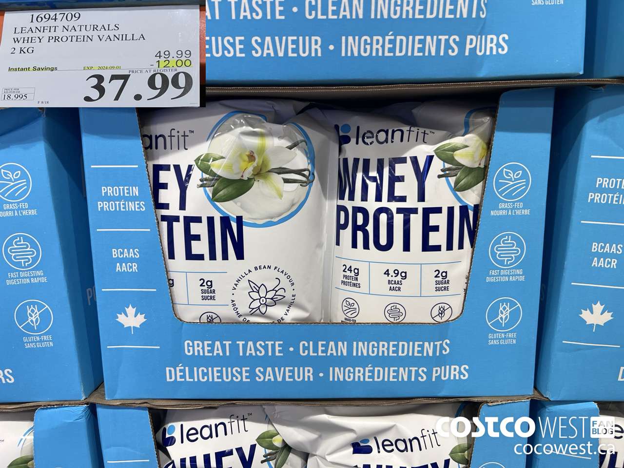 1694709 LEANFIT NATURALS WHEY PROTEIN VANILLA 2 KG ($12.00 INSTANT SAVINGS EXPIRES ON 2024-09-01) $37.99