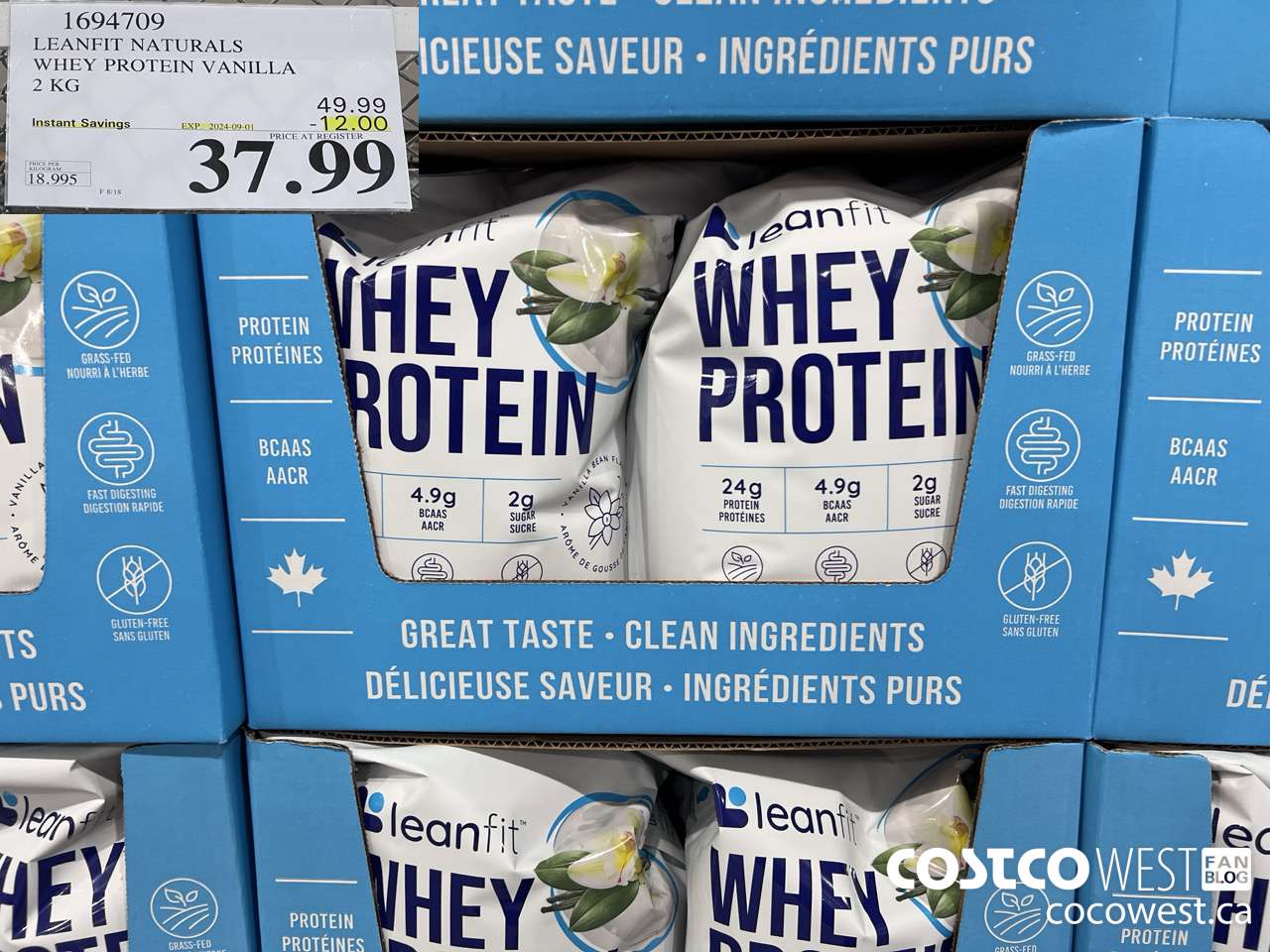 1694709 LEANFIT NATURALS WHEY PROTEIN VANILLA 2 KG ($12.00 INSTANT SAVINGS EXPIRES ON 2024-09-01) $37.99