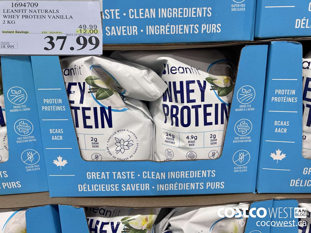 1694709 LEANFIT NATURALS WHEY PROTEIN VANILLA 2 KG ($12.00 INSTANT SAVINGS EXPIRES ON 2024-09-01) $37.99