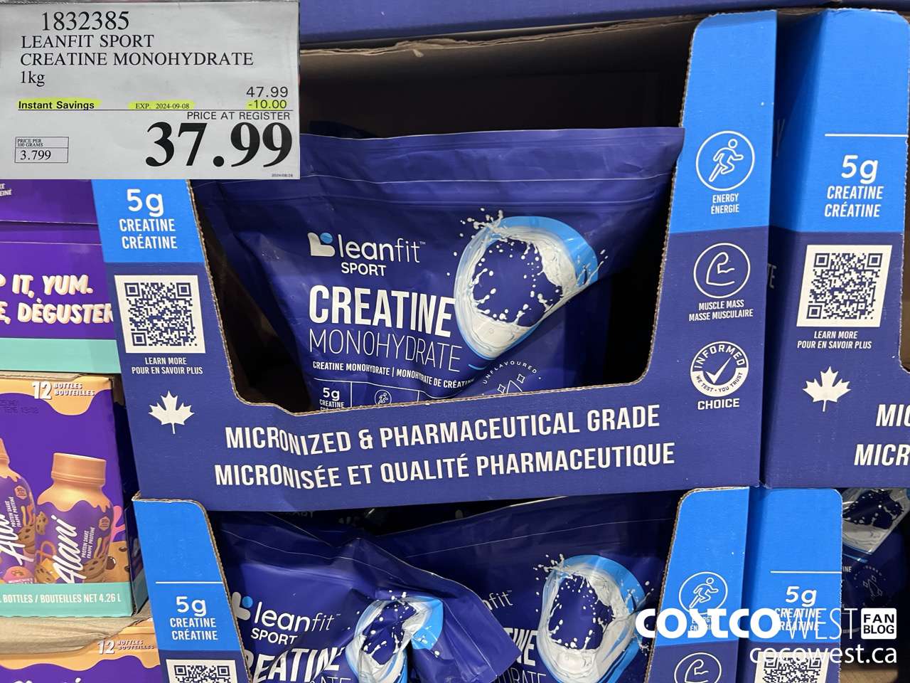 1832385 LEANFIT SPORT CREATINE MONOHYDRATE 1KG ($10.00 INSTANT SAVINGS EXPIRES ON 2024-09-08) $37.99