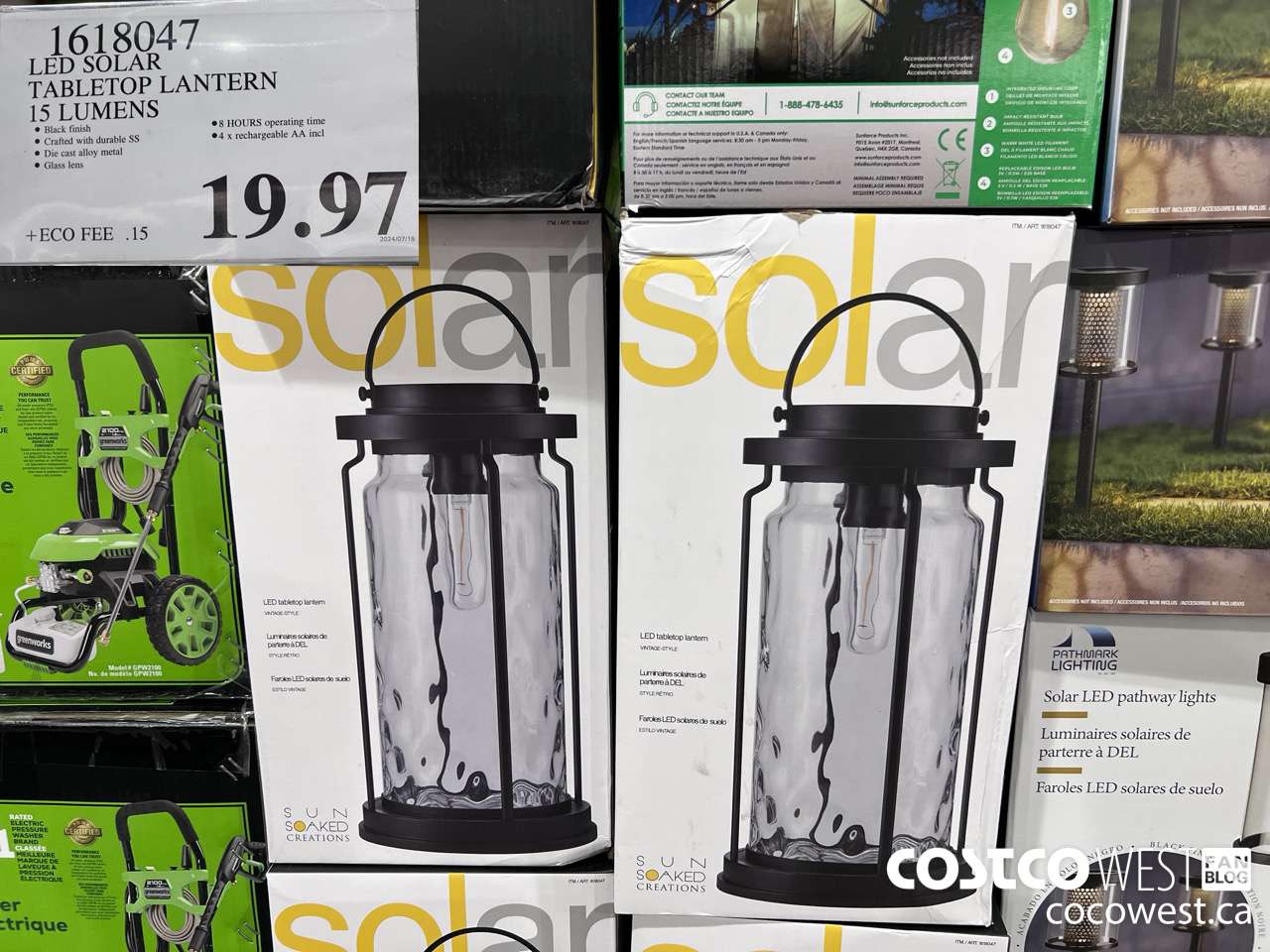 1618047 LED SOLAR TABLETOP LANTERN 15 LUMENS $19.97