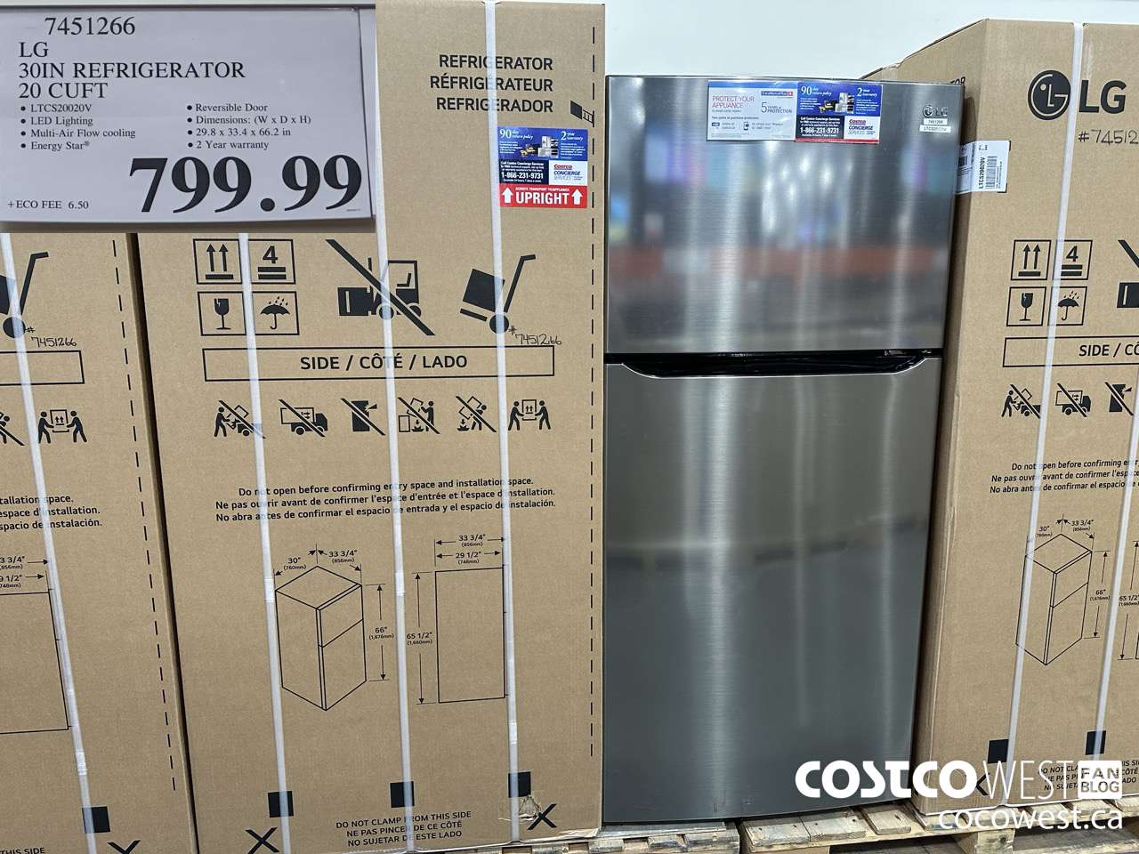 7451266 LG 30 IN. REFRIGERATOR 20 cu.ft $799.99