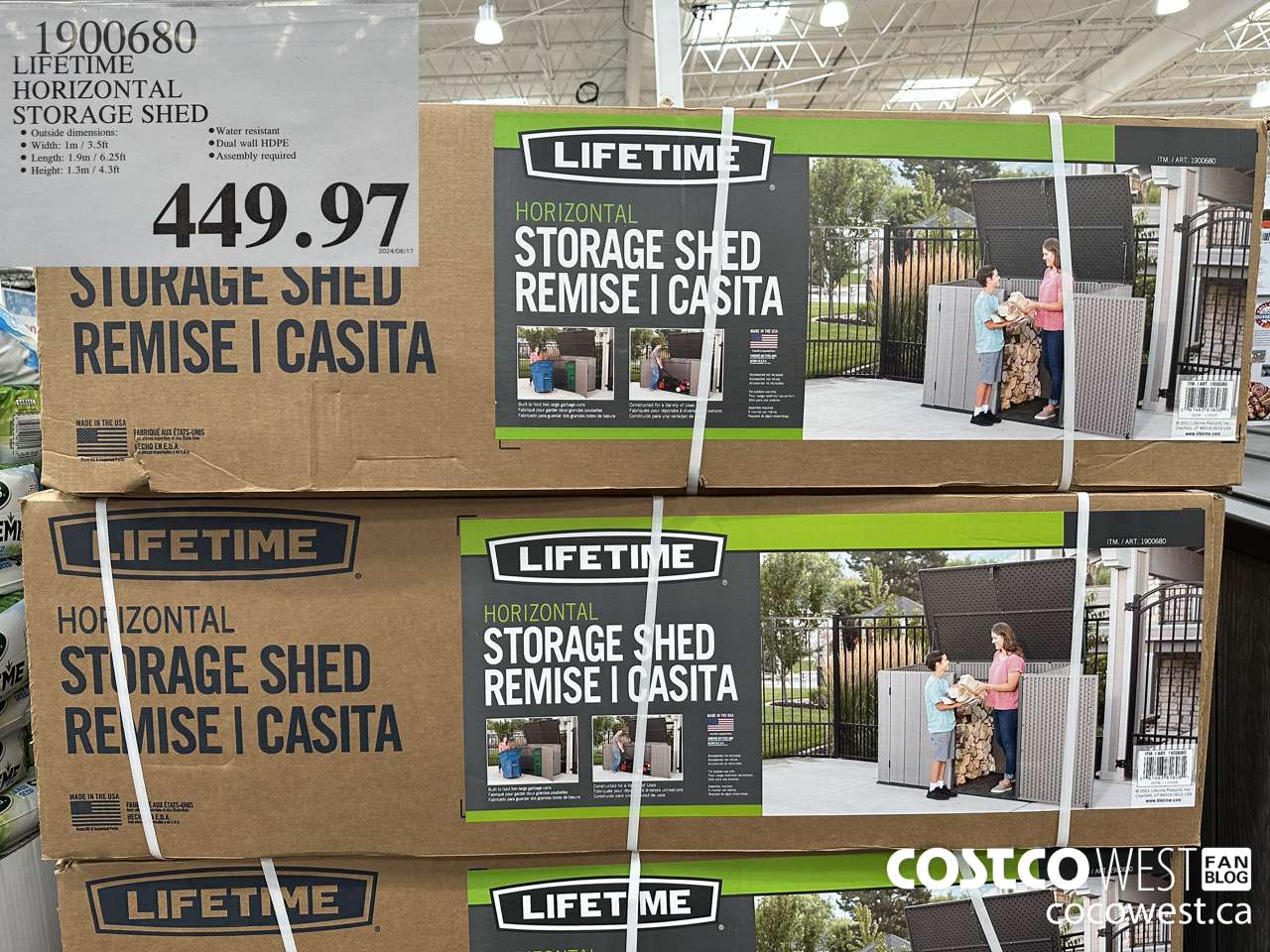 1900680 LIFETIME HORIZONTAL STORAGE SHED $449.97