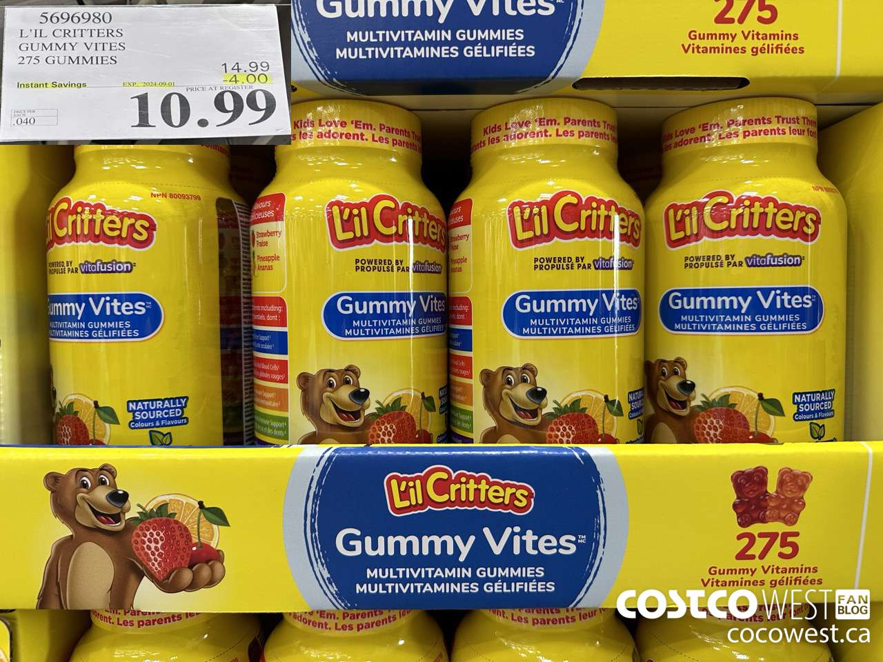 5696980 L'IL CRITTERS GUMMY VITES 275 GUMMIES ($4.00 INSTANT SAVINGS EXPIRES ON 2024-09-01) $10.99