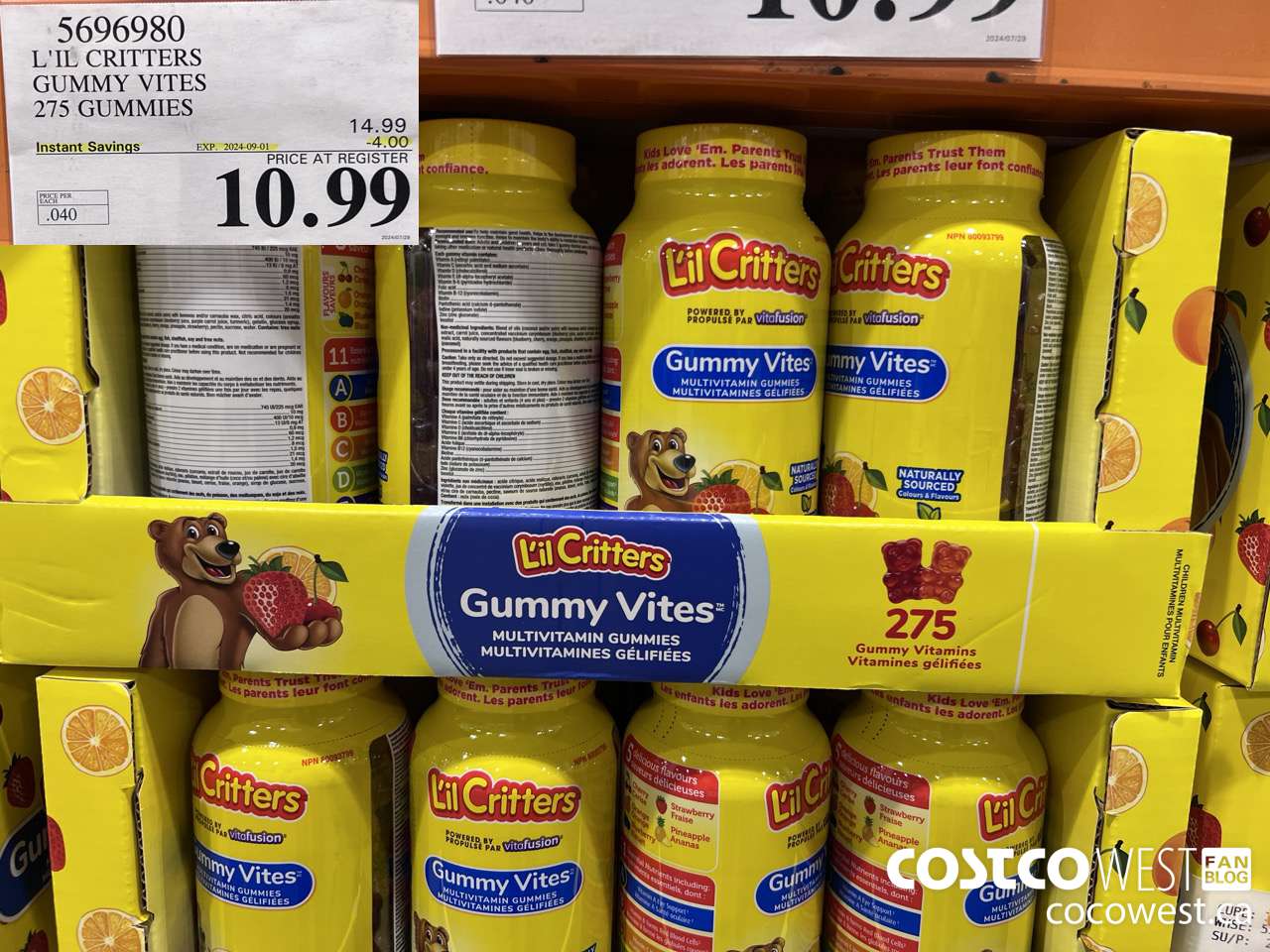 5696980 L'IL CRITTERS GUMMY VITES 275 GUMMIES ($4.00 INSTANT SAVINGS EXPIRES ON 2024-09-01) $10.99