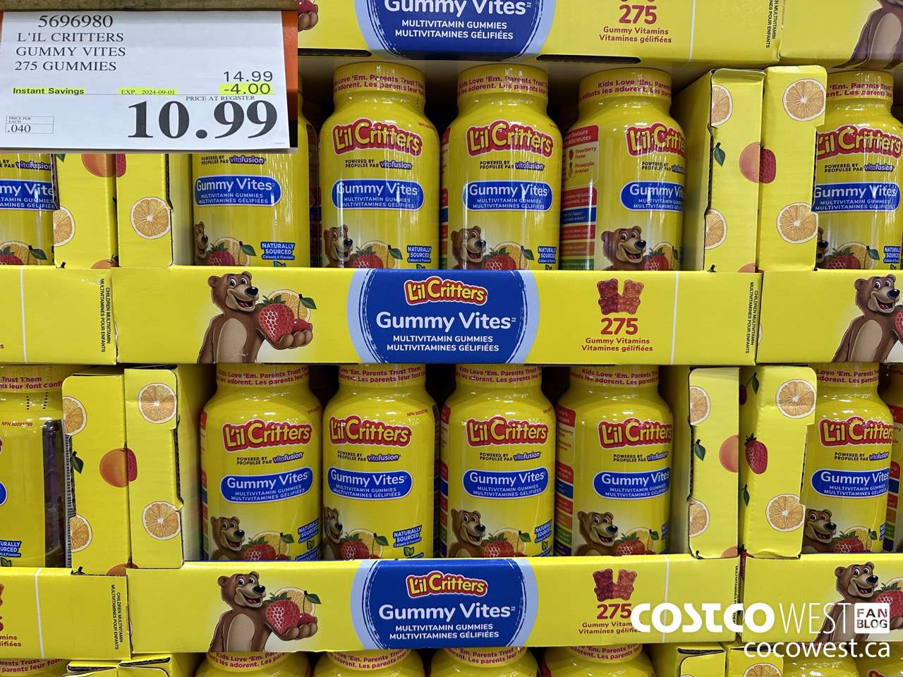 5696980 L'IL CRITTERS GUMMY VITES 275 GUMMIES ($4.00 INSTANT SAVINGS EXPIRES ON 2024-09-01) $10.99