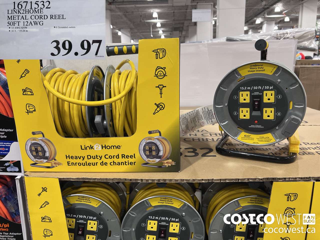 1671532 LINK2HOME METAL CORD REEL 50FT 12AWG $39.97