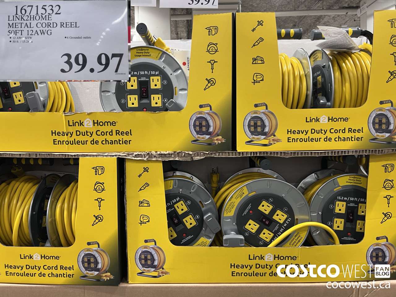 1671532 LINK2HOME METAL CORD REEL 50FT 12AWG $39.97