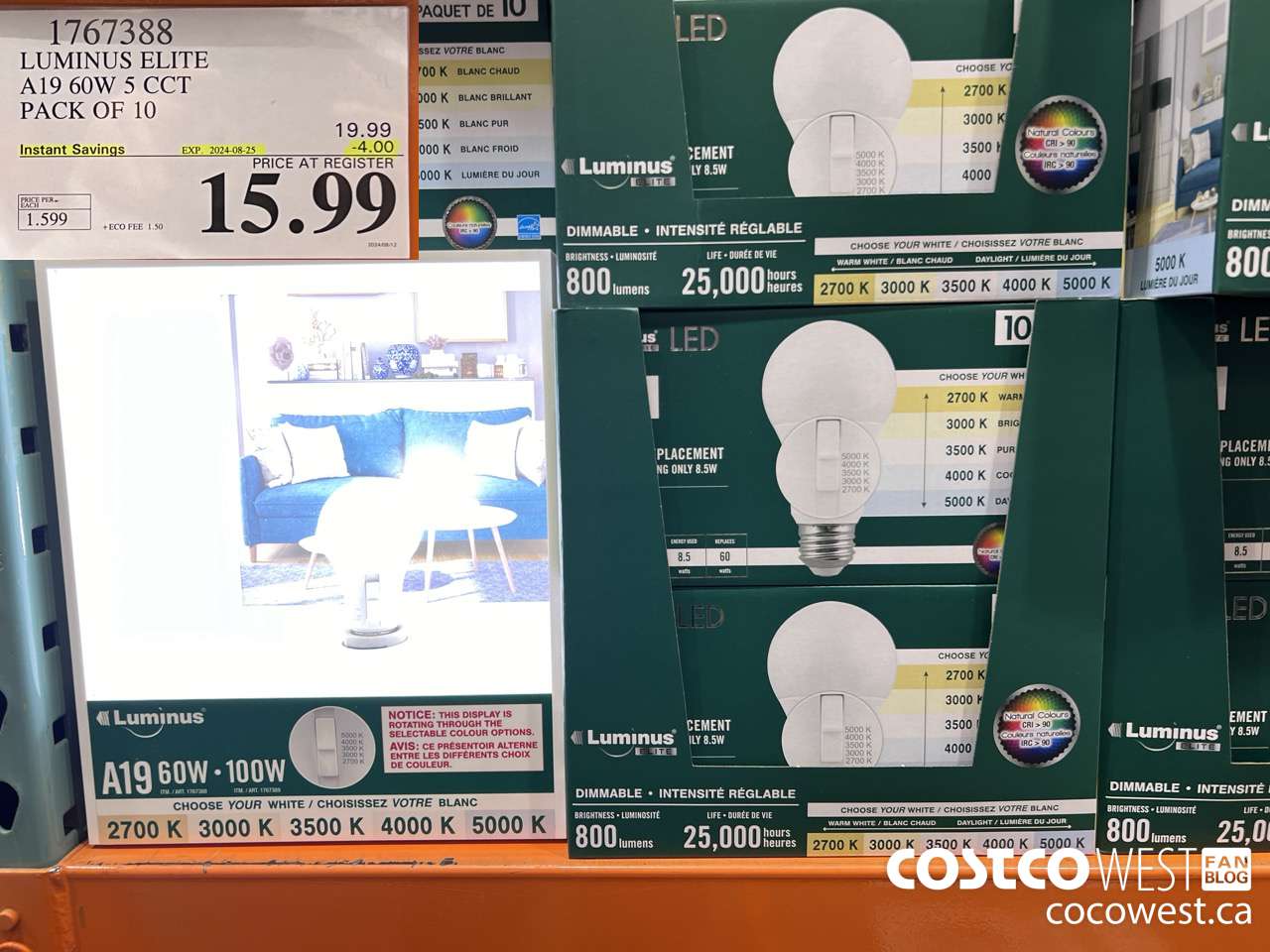 1767388 LUMINUS LED A19 BULB PACK OF 10 ($4.00 INSTANT SAVINGS EXPIRES ON 2024-08-25) $15.99