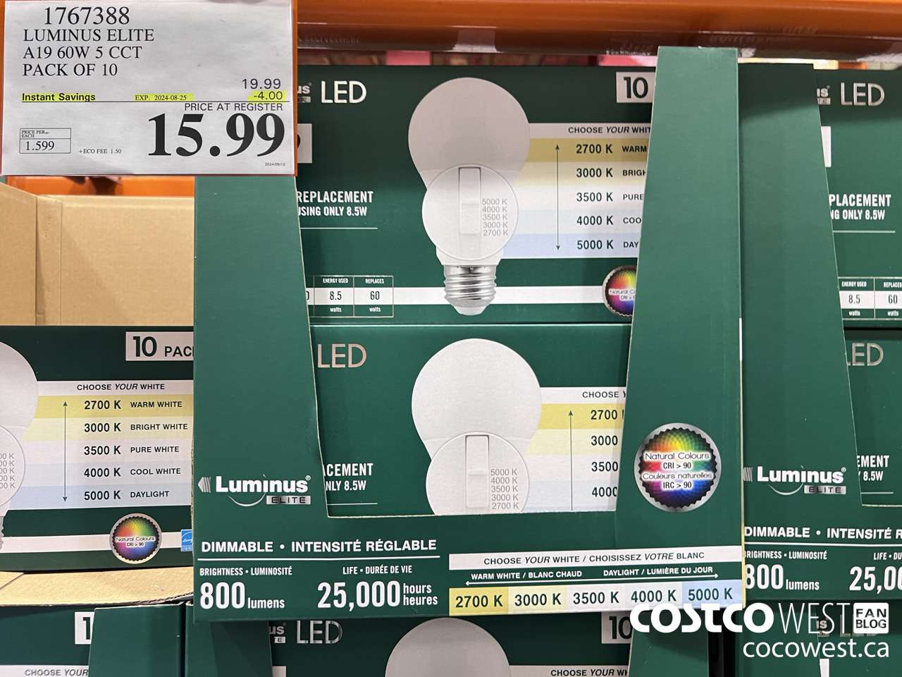 1767388 LUMINUS LED A19 BULB PACK OF 10 ($4.00 INSTANT SAVINGS EXPIRES ON 2024-08-25) $15.99