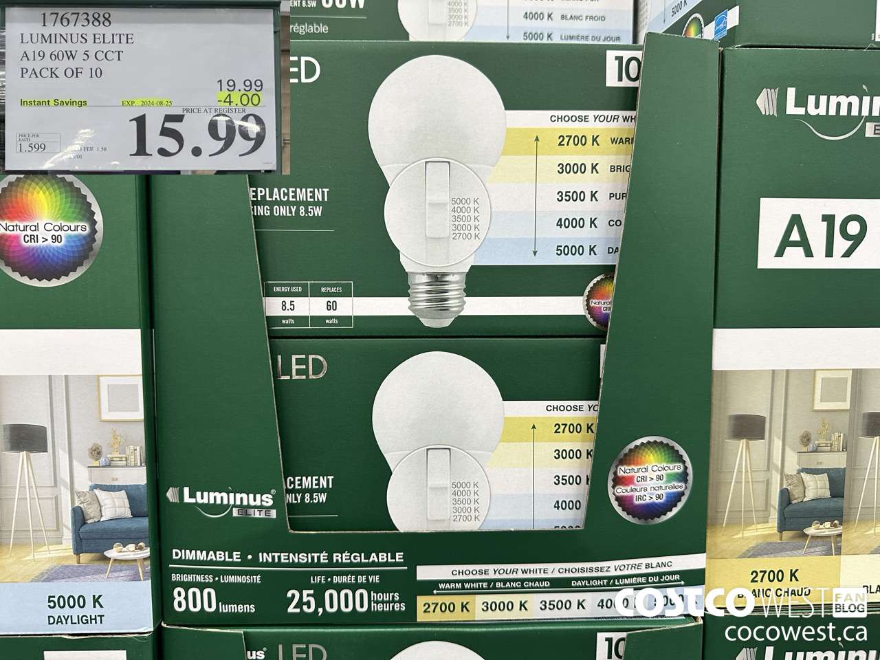 1767388 LUMINUS LED A19 BULB PACK OF 10 ($4.00 INSTANT SAVINGS EXPIRES ON 2024-08-25) $15.99