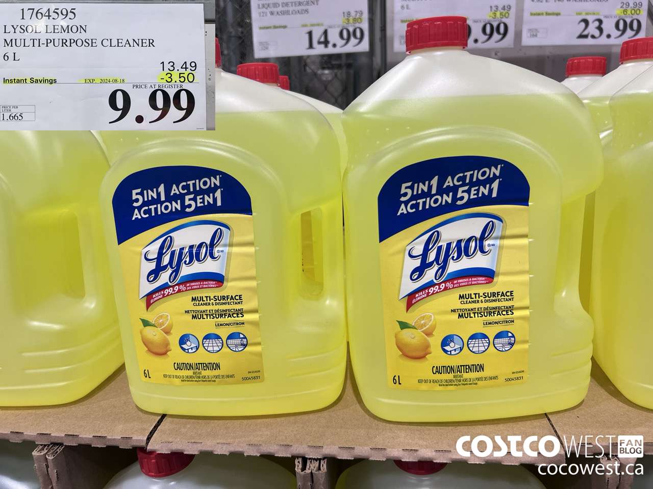 1764595 LYSOL LEMON MULTI-PURPOSE CLEANER 6L ($3.50 INSTANT SAVINGS EXPIRES ON 2024-08-18) $9.99
