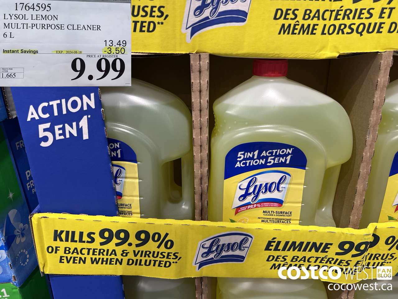 1764595 LYSOL LEMON MULTI-PURPOSE CLEANER 6L ($3.50 INSTANT SAVINGS EXPIRES ON 2024-08-18) $9.99