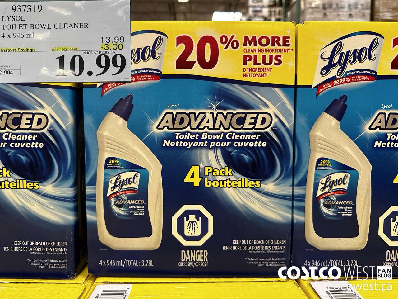 937319 LYSOL TOILET BOWL CLEANER 4 x 946 ML ($3.00 INSTANT SAVINGS EXPIRES ON 2024-09-01) $10.99