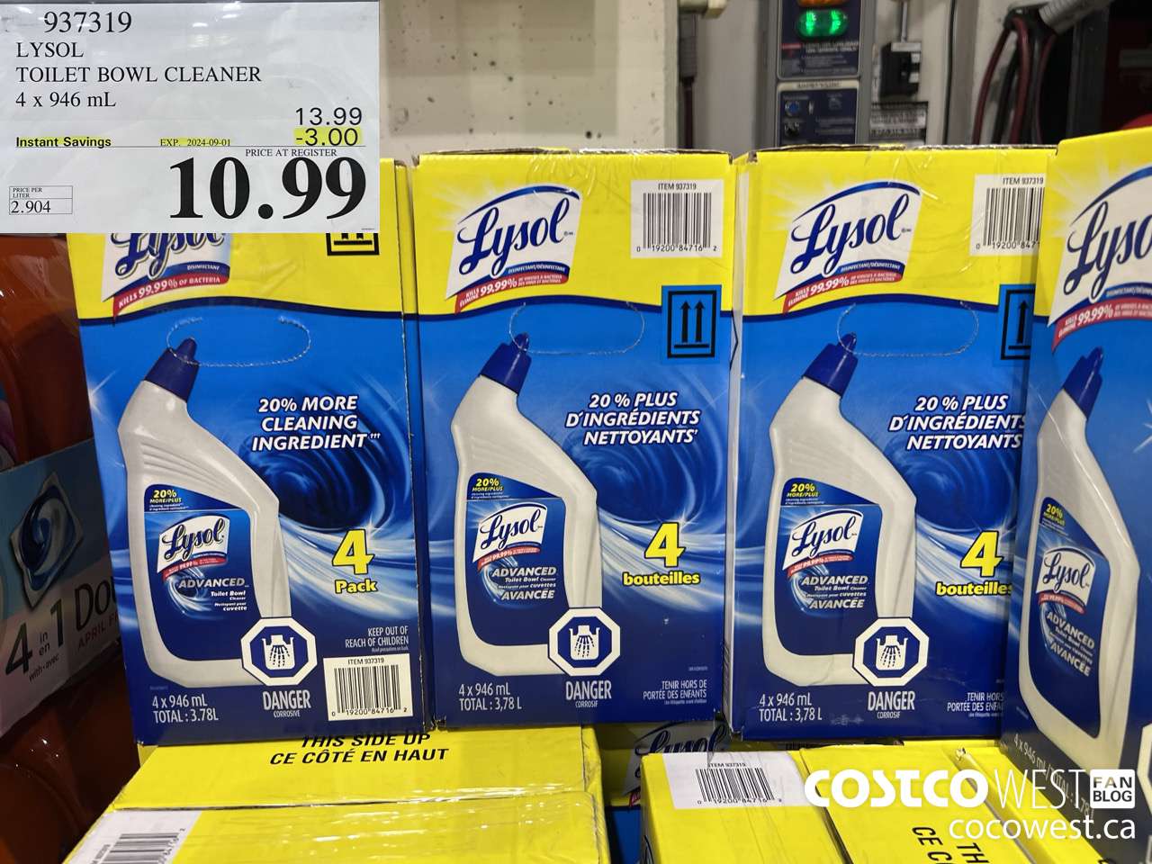 937319 LYSOL TOILET BOWL CLEANER 4 x 946 ML ($3.00 INSTANT SAVINGS EXPIRES ON 2024-09-01) $10.99