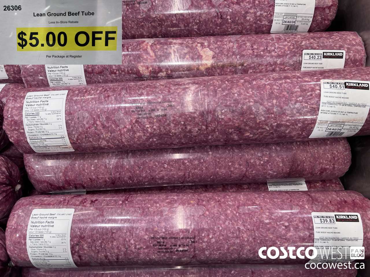 26306 Lean Ground Beef Tube ($5.00 INSTANT SAVINGS)