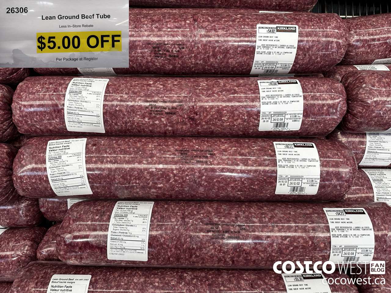26306 Lean Ground Beef Tube ($5.00 INSTANT SAVINGS)