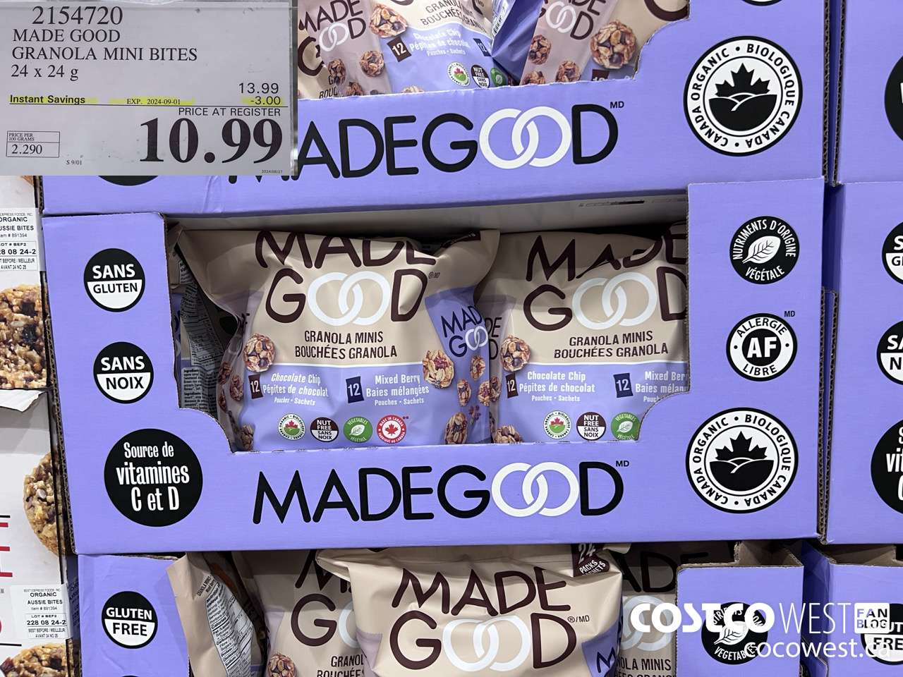 2154720 MADE GOOD GRANOLA MINI BITES 24 X 24G ($3.00 INSTANT SAVINGS EXPIRES ON 2024-09-01) $10.99