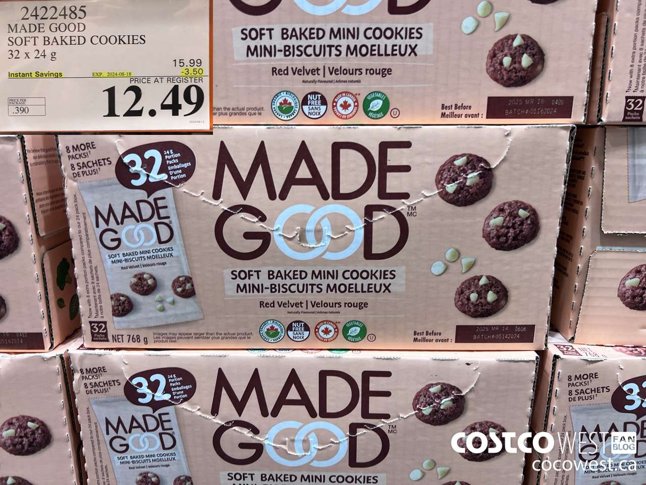 2422485 MADE GOOD SOFT BAKED COOKIES 32 x 24 g ($3.50 INSTANT SAVINGS EXPIRES ON 2024-08-18) $12.49