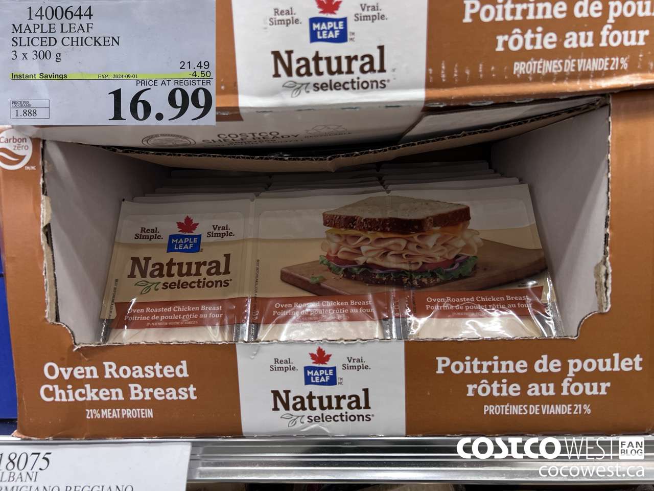 1400644 MAPLE LEAF SLICED CHICKEN 3 x 300 g ($4.50 INSTANT SAVINGS EXPIRES ON 2024-09-01) $16.99