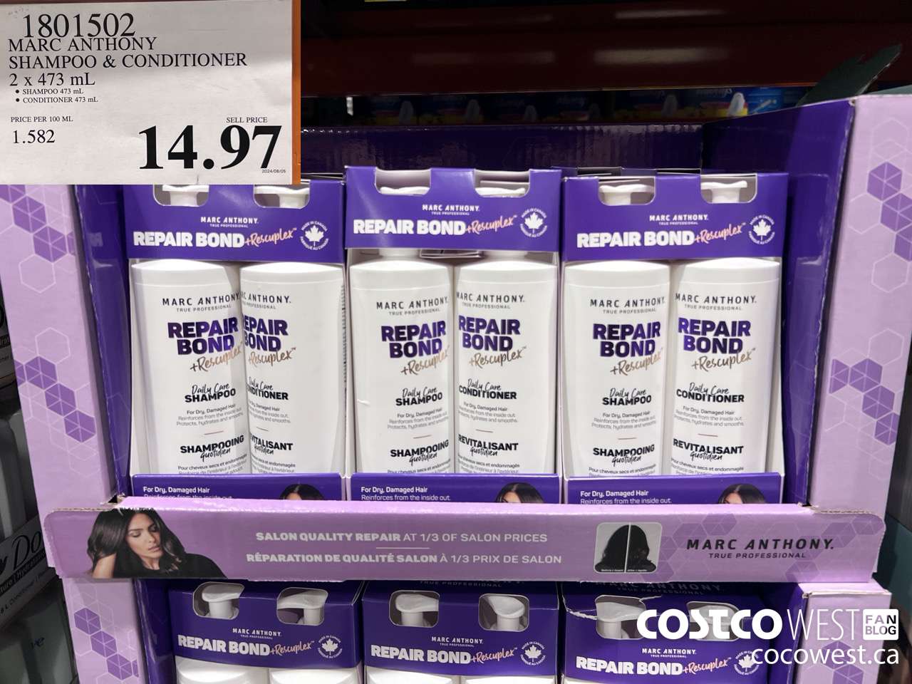 1801502 MARC ANTHONY SHAMPOO & CONDITIONER 2 X 473 ML $14.97