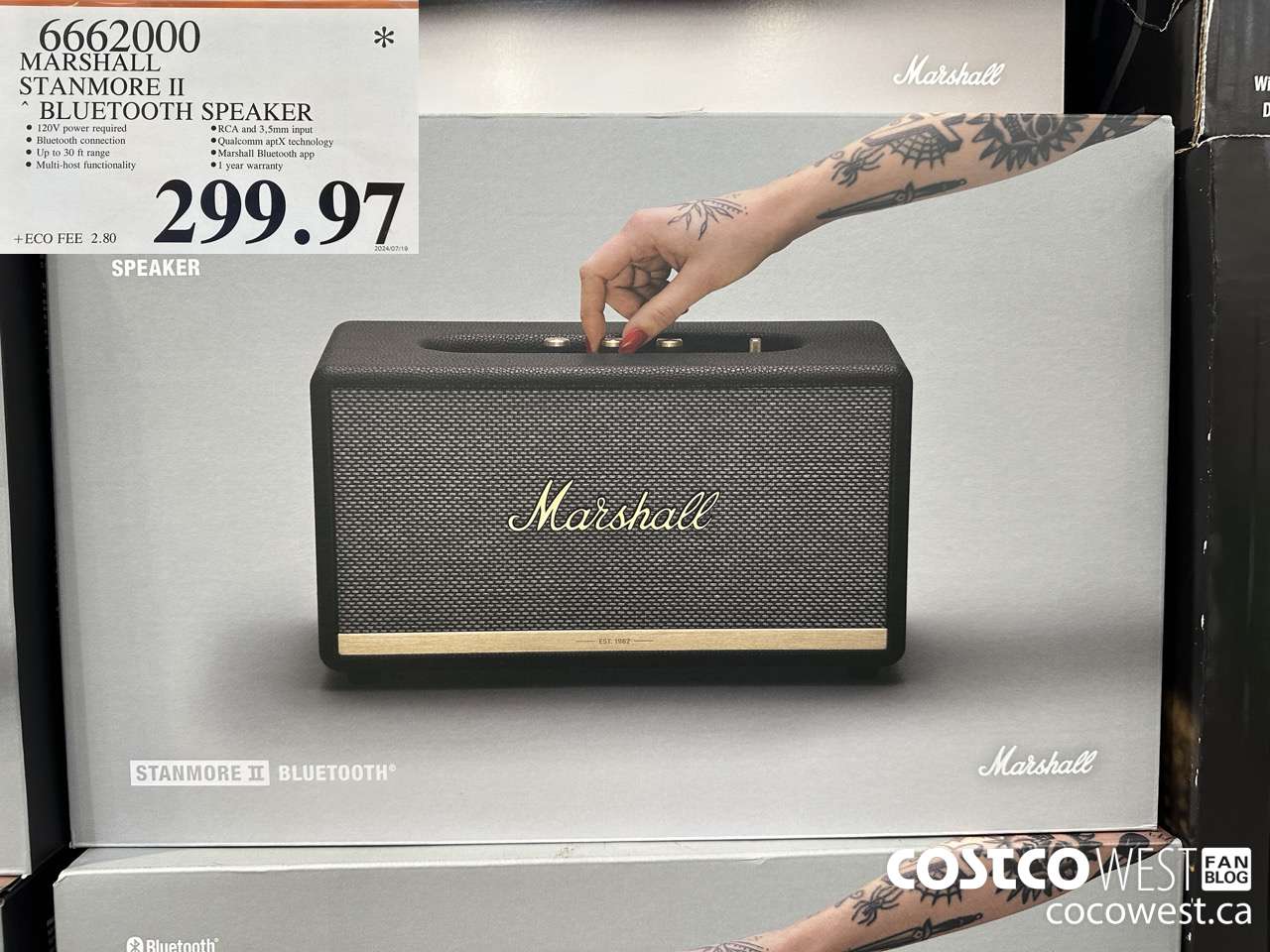 6662000 MARSHALL STANMORE II BLUETOOTH SPEAKER $299.97