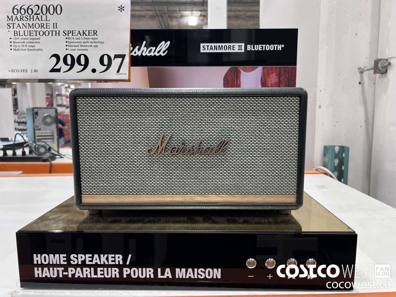 6662000 MARSHALL STANMORE II BLUETOOTH SPEAKER $299.97