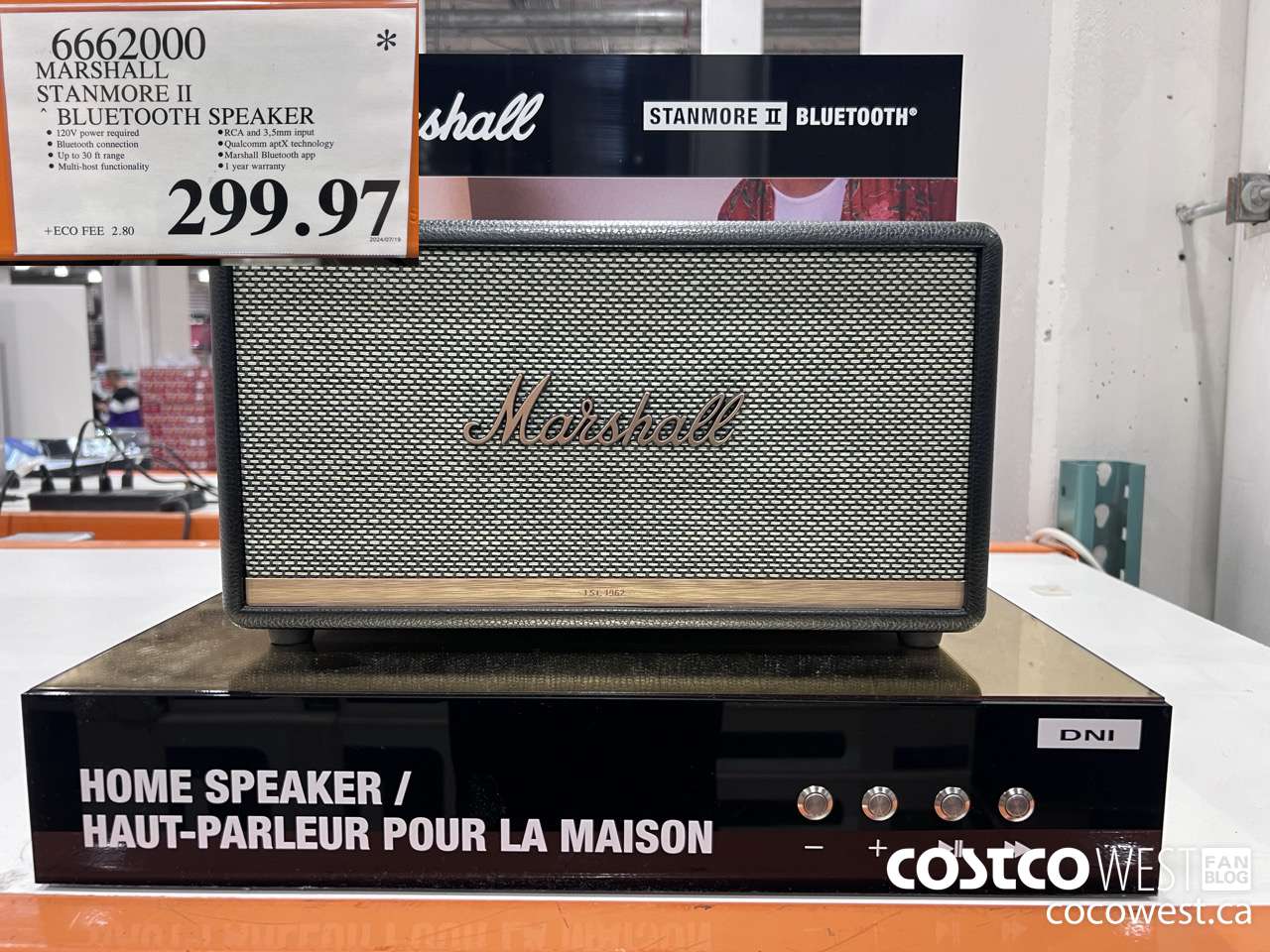 6662000 MARSHALL STANMORE II BLUETOOTH SPEAKER $299.97