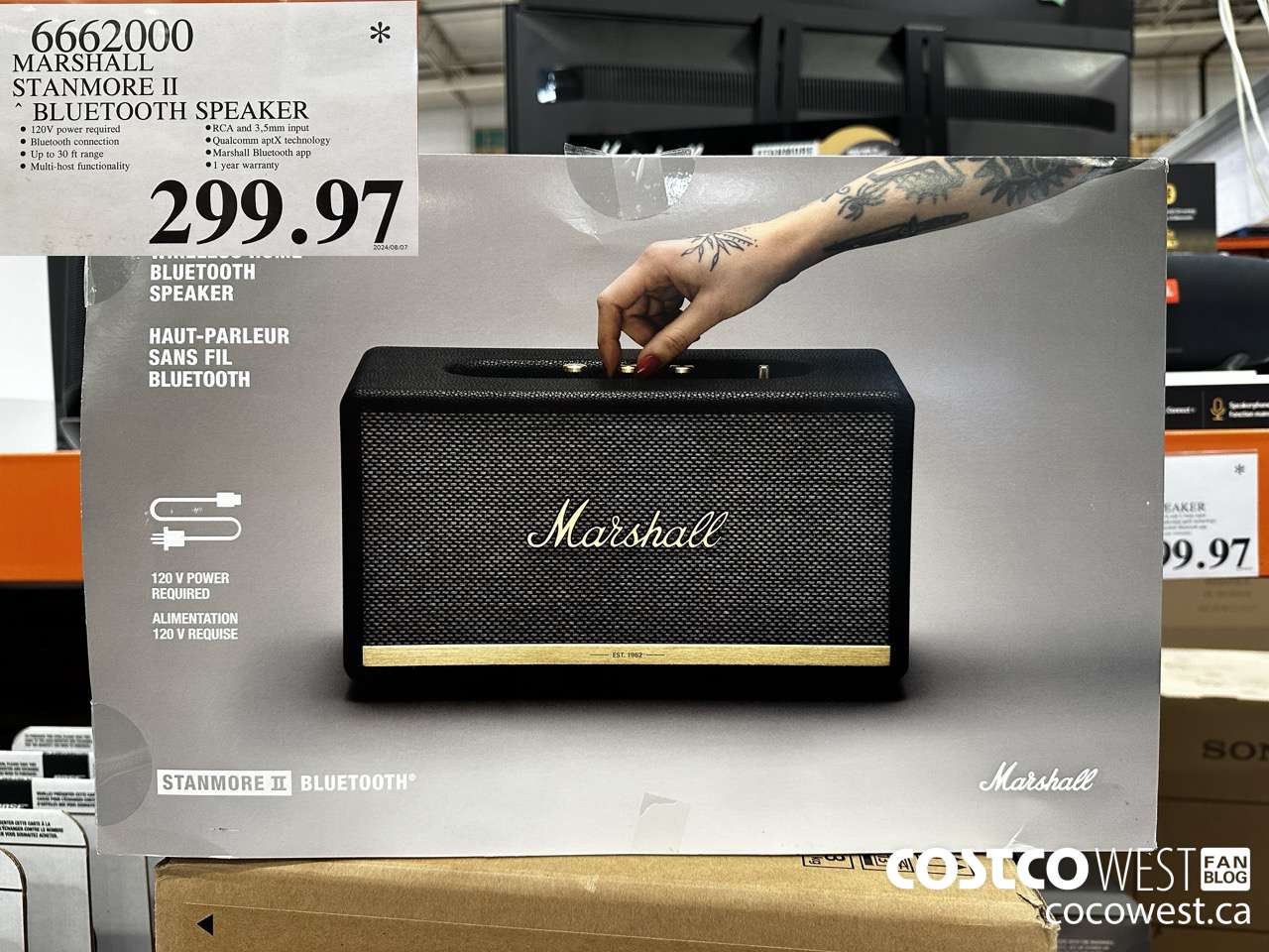 6662000 MARSHALL STANMORE II BLUETOOTH SPEAKER $299.97