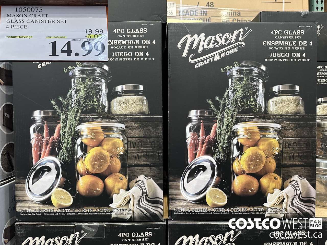 1050075 MASON GLASS STORAGE SET 4 PIECE ($5.00 INSTANT SAVINGS EXPIRES ON 2024-08-11) $14.99