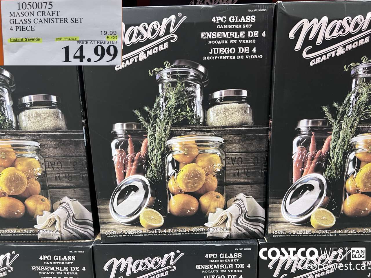 1050075 MASON GLASS STORAGE SET 4 PIECE ($5.00 INSTANT SAVINGS EXPIRES ON 2024-08-11) $14.99