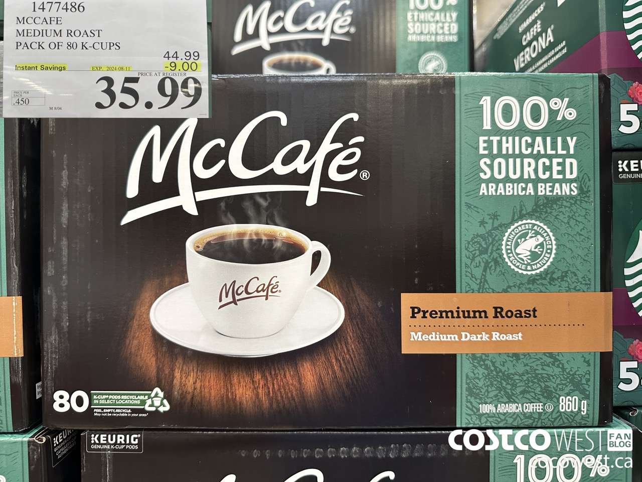 1477486 MCCAFE MEDIUM ROAST K-CUPS 80 COUNT  ($9.00 INSTANT SAVINGS EXPIRES ON 2024-08-11) $35.99