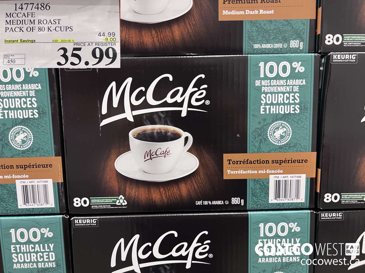 1477486 MCCAFE MEDIUM ROAST K-CUPS 80 COUNT  ($9.00 INSTANT SAVINGS EXPIRES ON 2024-08-11) $35.99
