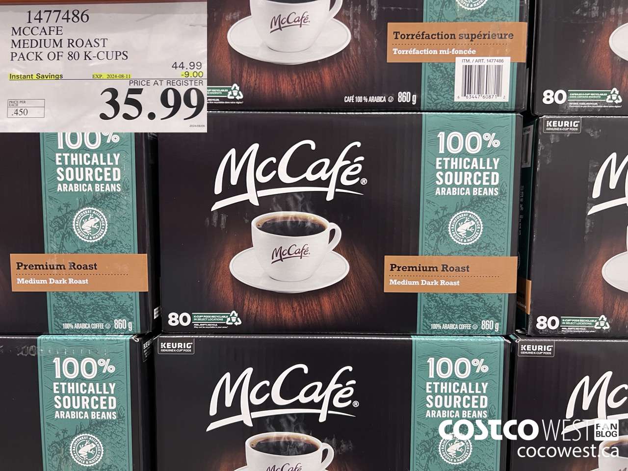 1477486 MCCAFE MEDIUM ROAST K-CUPS 80 COUNT  ($9.00 INSTANT SAVINGS EXPIRES ON 2024-08-11) $35.99
