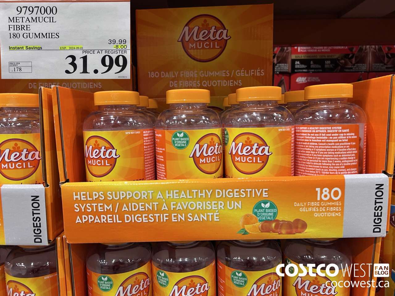 9797000 METAMUCIL FIBRE GUMMIES 180 COUNT ($8.00 INSTANT SAVINGS EXPIRES ON 2024-09-01) $31.99