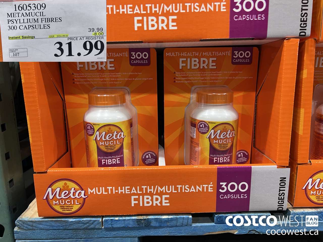 1605309 METAMUCIL PSYLLIUM FIBRES 300 CAPSULES ($8.00 INSTANT SAVINGS EXPIRES ON 2024-09-01) $31.99
