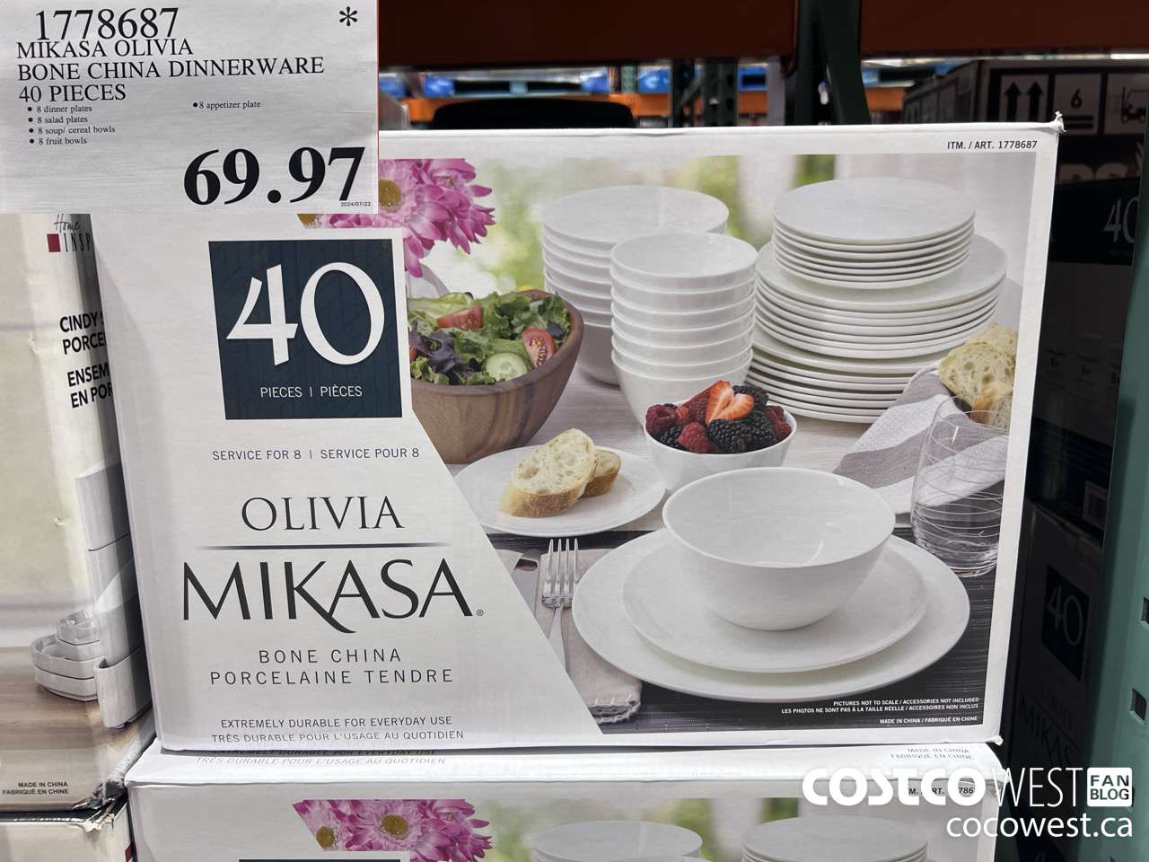 1778687 MIKASA OLIVIA BONE CHINA DINNERWARE 40 PIECES $69.97