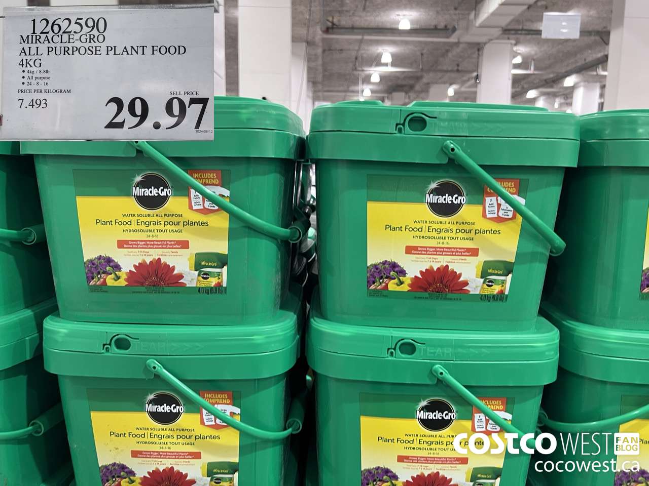 1262590 MIRACLE-GRO ALL PURPOSE PLANT FOOD 4KG $29.97