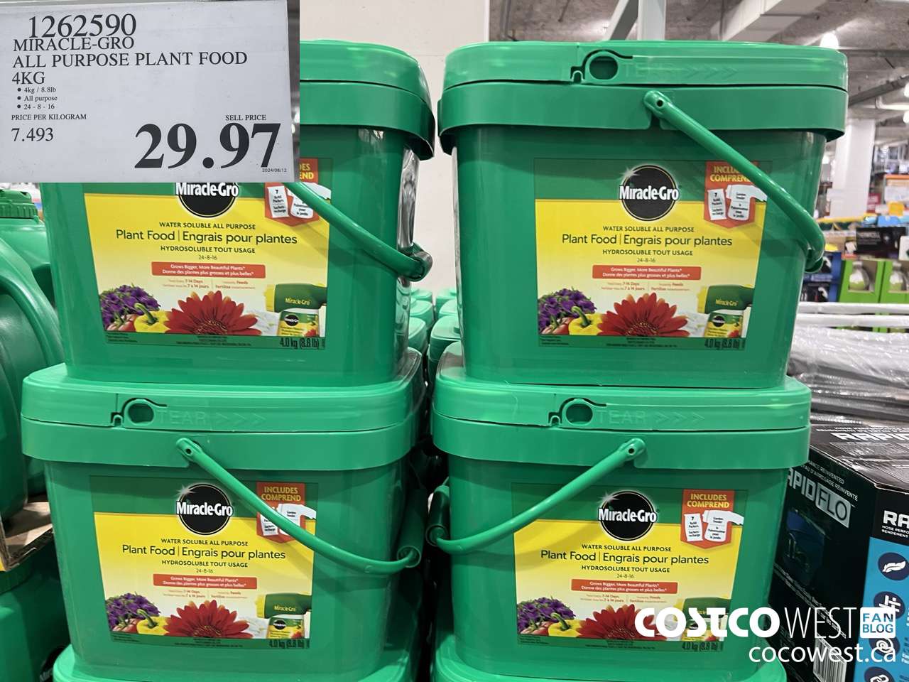 1262590 MIRACLE-GRO ALL PURPOSE PLANT FOOD 4KG $29.97
