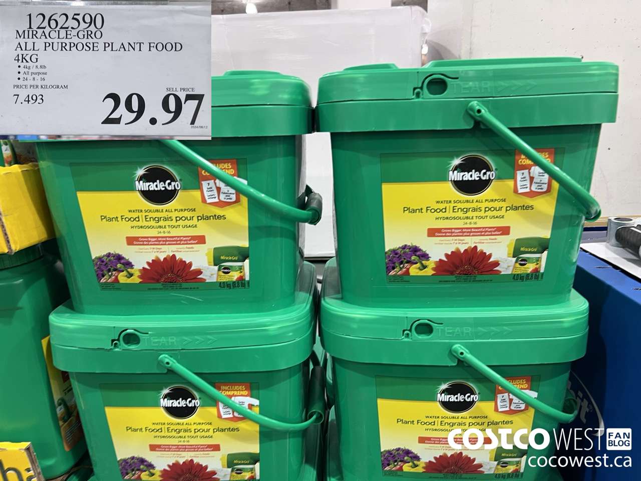1262590 MIRACLE-GRO ALL PURPOSE PLANT FOOD 4KG $29.97