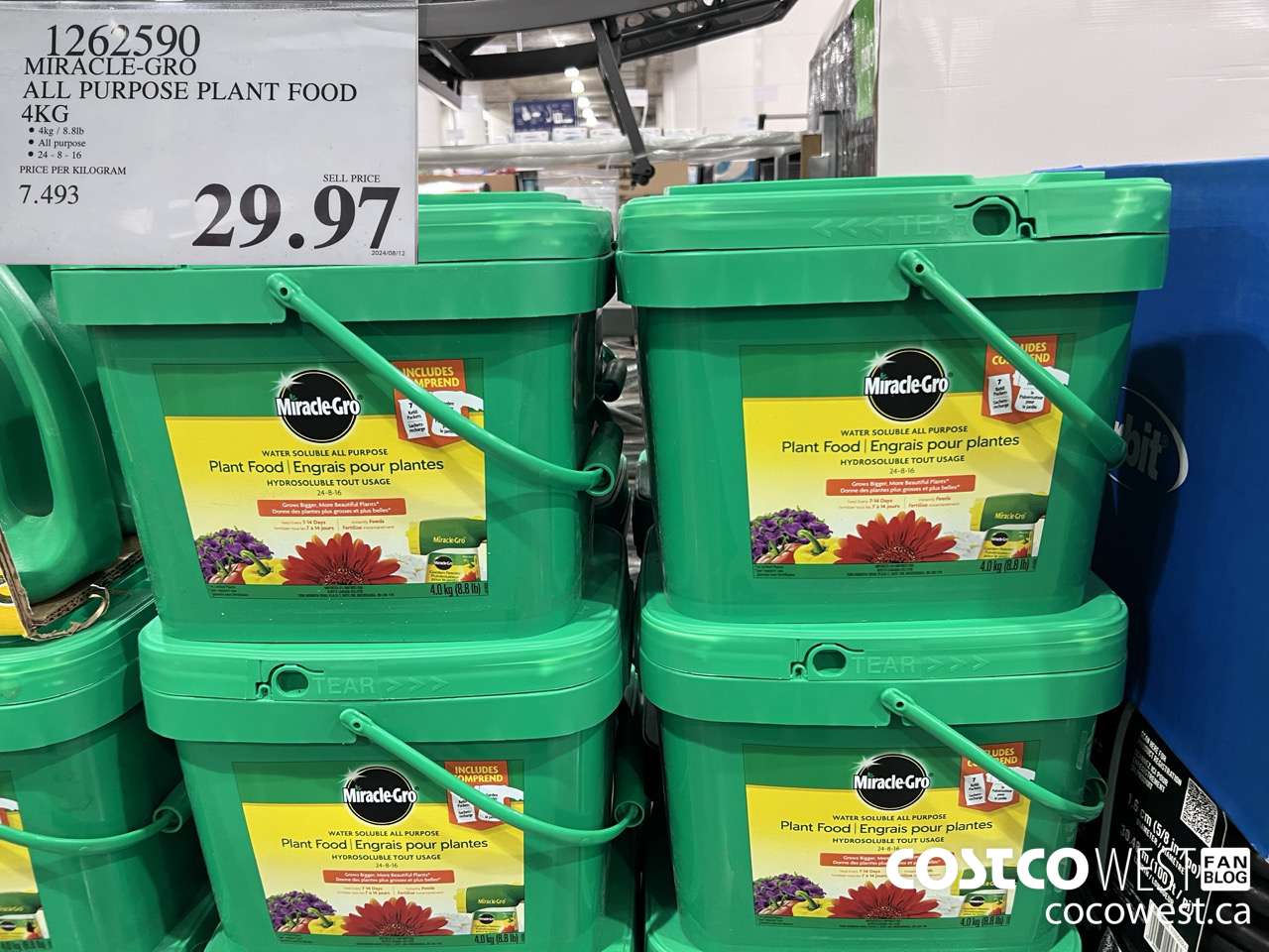 1262590 MIRACLE-GRO ALL PURPOSE PLANT FOOD 4KG $29.97