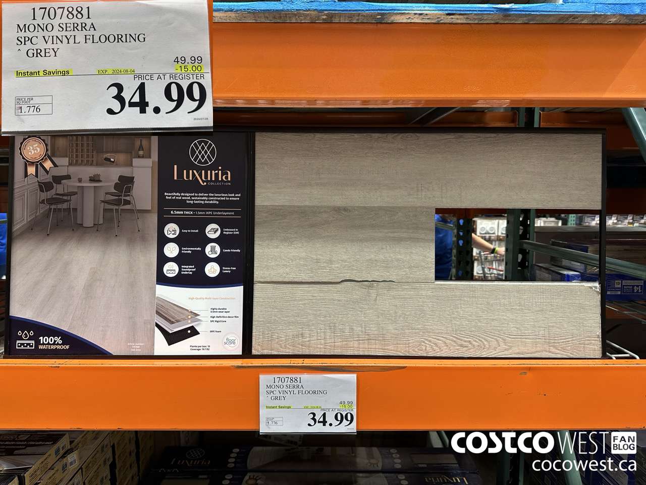 1707881 MONO SERRA SPC VINYL FLOORING GREY ($15.00 INSTANT SAVINGS EXPIRES ON 2024-08-04) $34.99