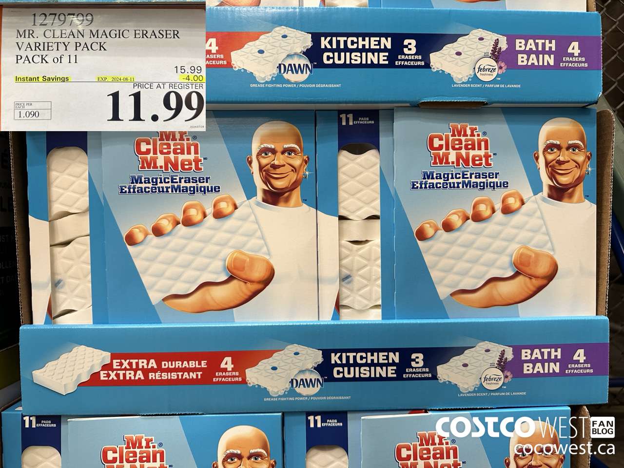 1279799 MR. CLEAN MAGIC ERASER VARIETY PACK PACK OF 11 ($4.00 INSTANT SAVINGS EXPIRES ON 2024-08-11) $11.99