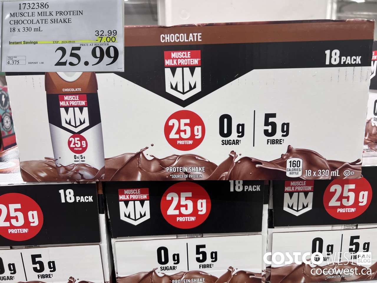 1732386 MUSCLE MILK PROTEIN CHOCOLATE SHAKE 18 x 330 mL ($7.00 INSTANT SAVINGS EXPIRES ON 2024-09-01) $25.99