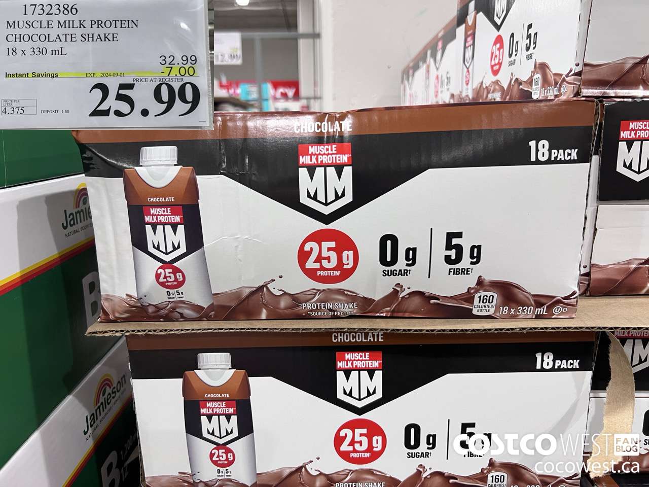 1732386 MUSCLE MILK PROTEIN CHOCOLATE SHAKE 18 x 330 mL ($7.00 INSTANT SAVINGS EXPIRES ON 2024-09-01) $25.99